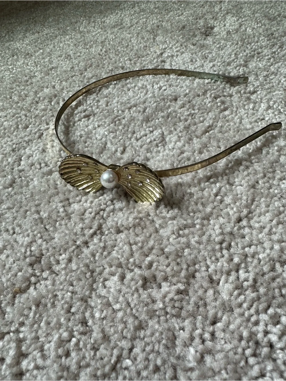 Gold Bow Pearl Accent Headband - Women Accessories